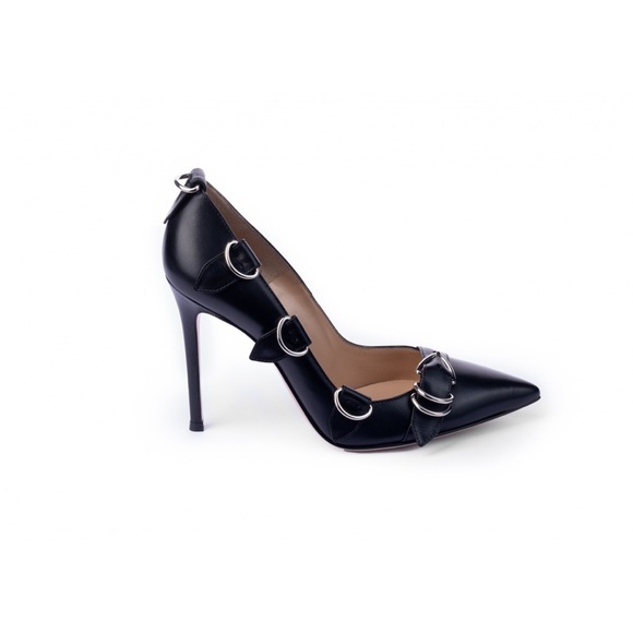 Gianvito Rossi Clash Black Leather Heels with Bucle Detail - Picture 12 of 15